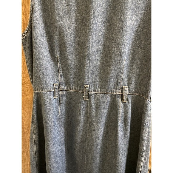 GV Gloria Vanderbilt Vintage Denim Lace Accent Sleeveless Button Maxi Dress Sz M - Picture 8 of 9